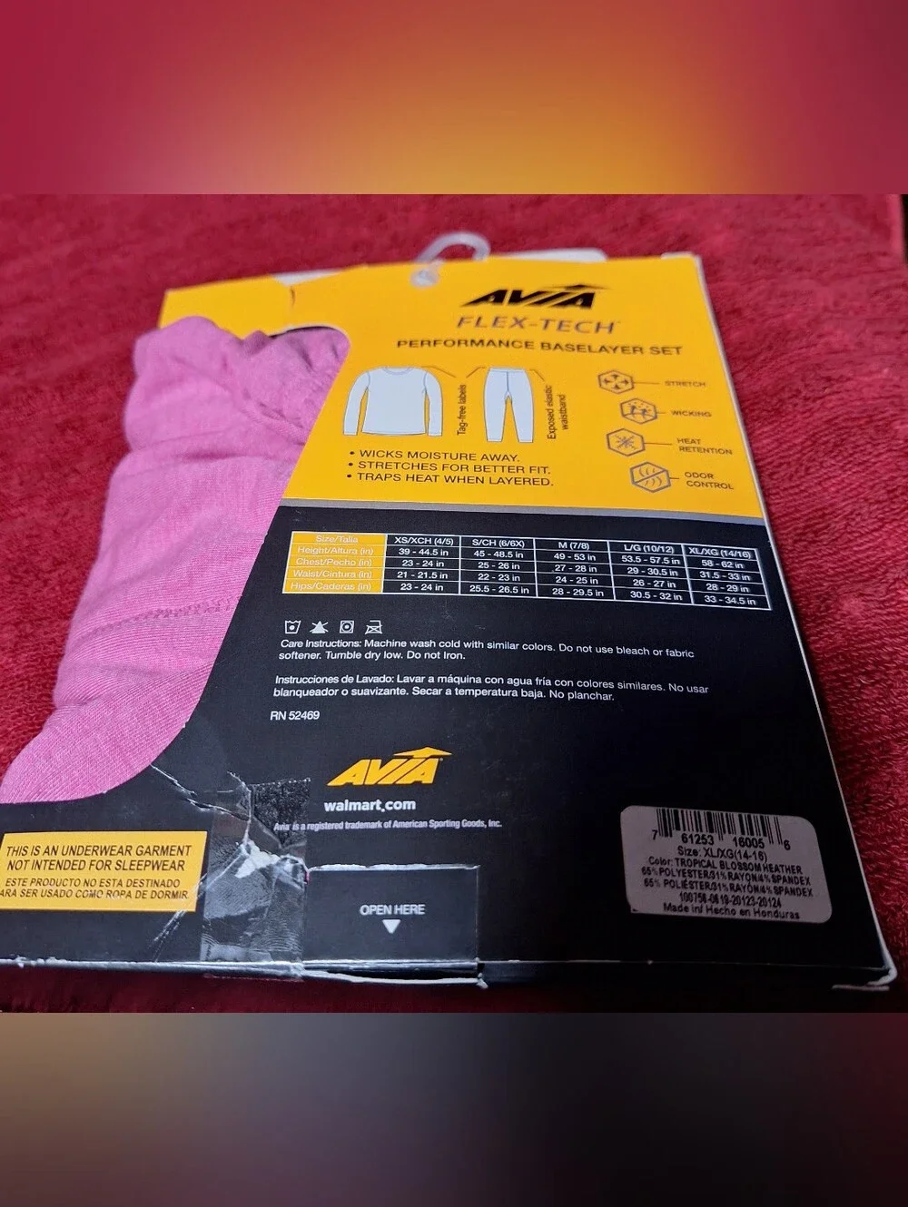 Avia Girls' Pink Performance Baselayer Set - Flex-Tech